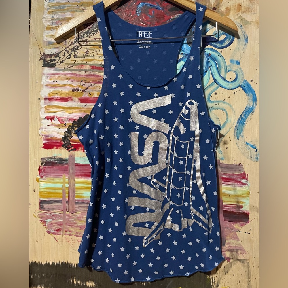 Blue and Silver Starry NASA Racerback Tank